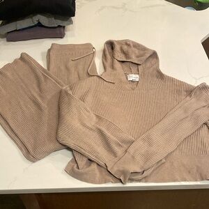 Pink Rose Ribbed Sweatsuit